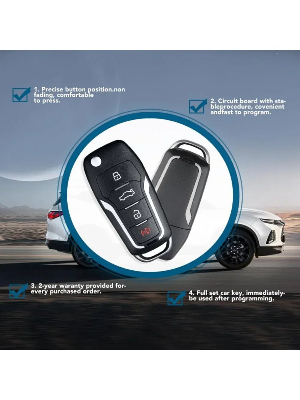 Key Fob Replacement 2 Pack - Keyless Entry for Ford & Mazda Vehicles, Silver